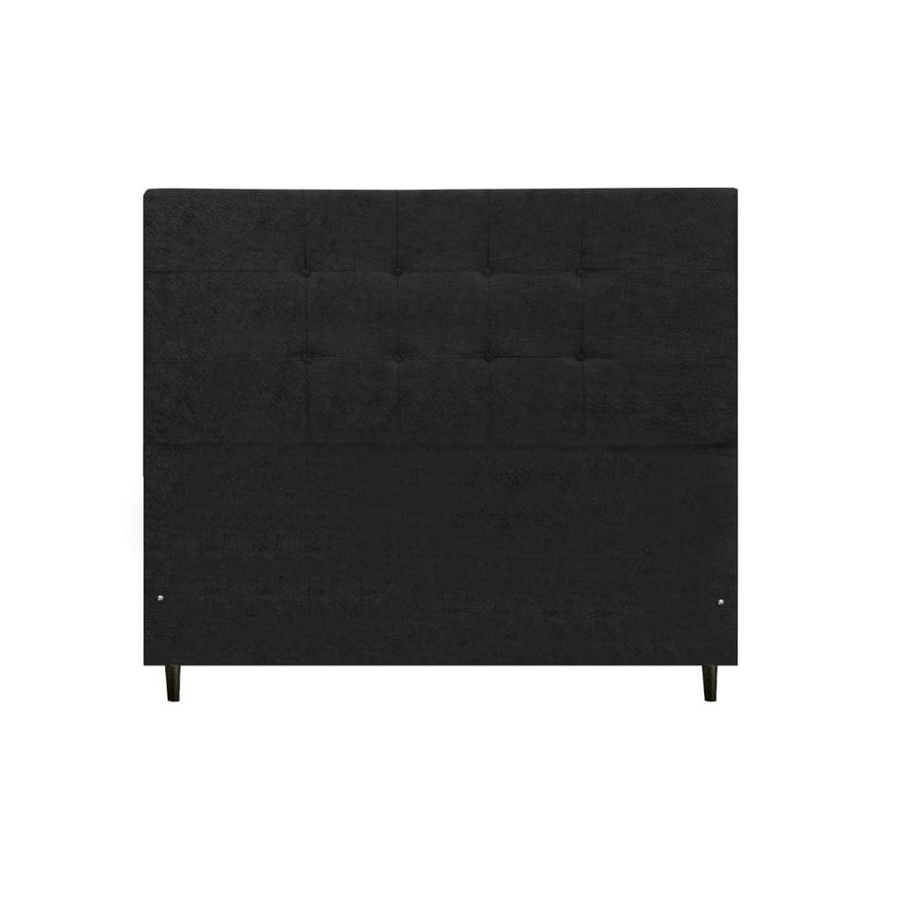 Cabeceira Barcelona Estofada Com Botão de Tecido para Cama Box Casal 144Cm Preto