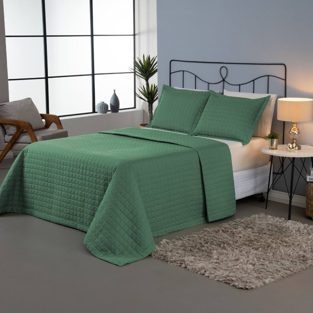 Kit Cobre Leito Copacabana King 3 peças 300 Fios Verde