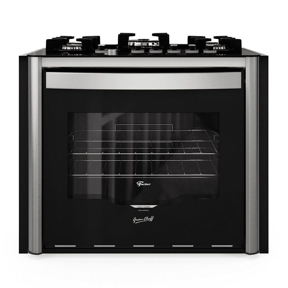 Fogão de Embutir 5 Bocas Fischer Gran Cheff Tripla Chama com Grill Mesa de Vidro