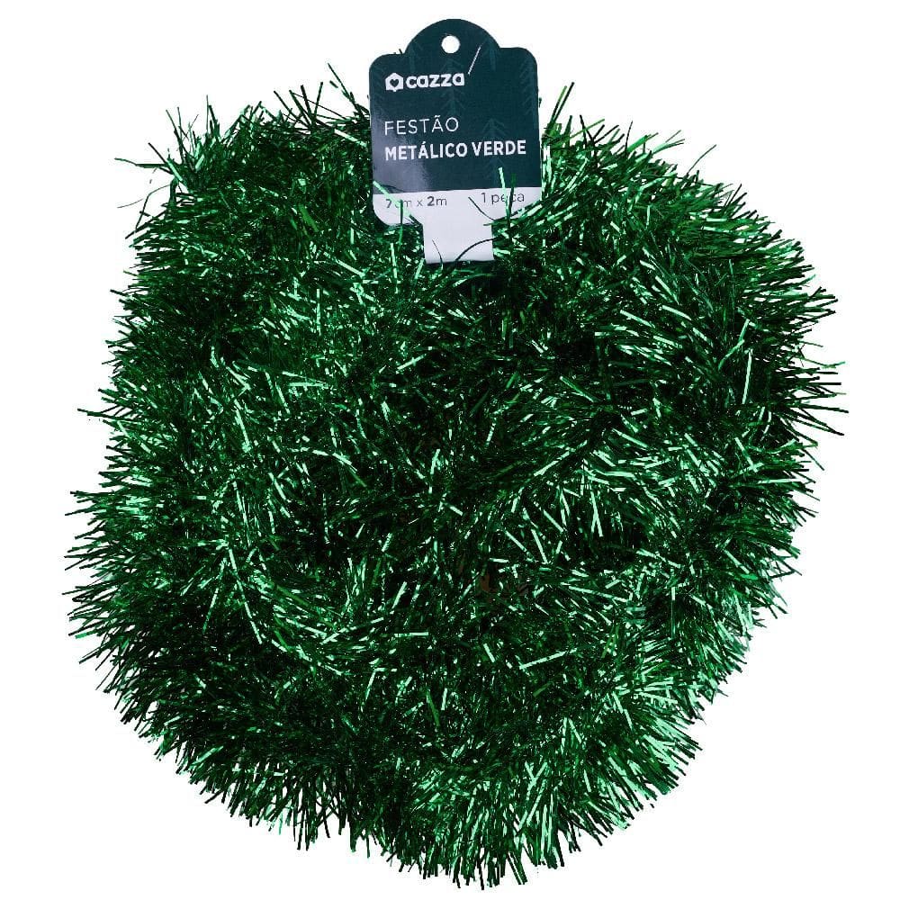 Festão Metálico de Natal 7cmx2m Cazza Verde