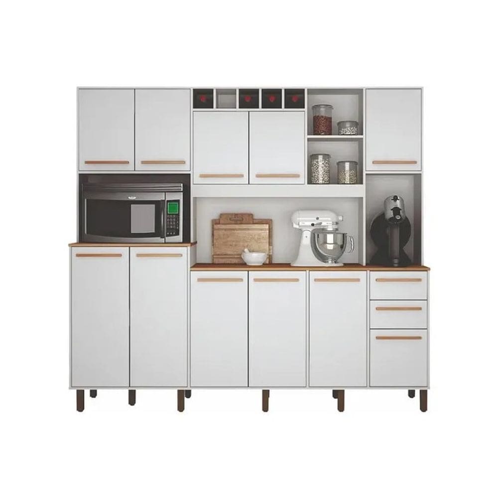 Armário de Cozinha 11 Portas 2 Gavetas Branco Petra - Valdemóveis
