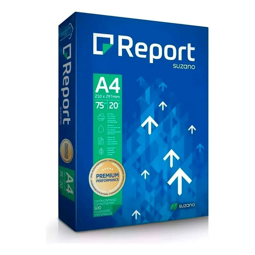 Papel Sulfite A4 75g cx c/5000 Folhas (10x500) - Report