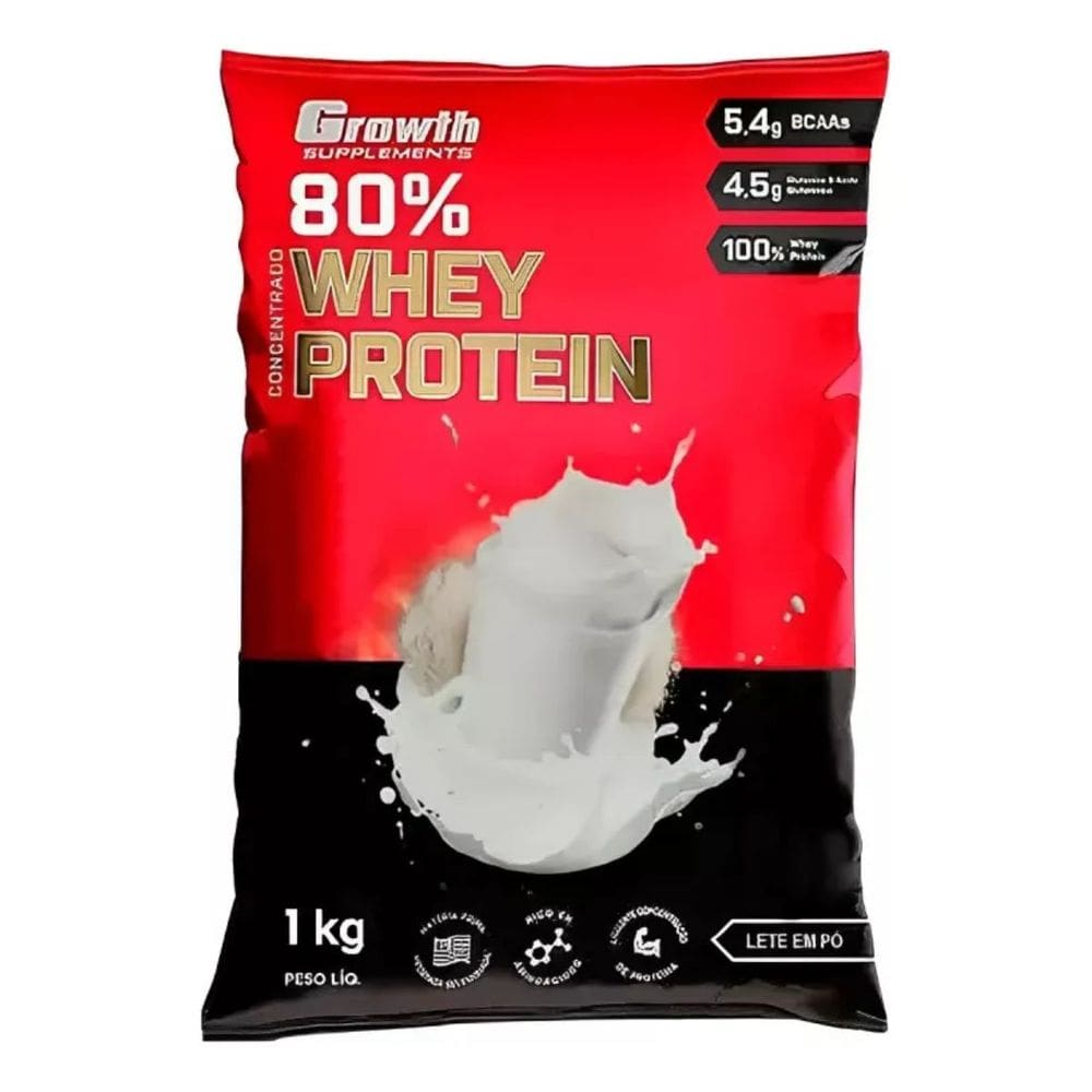 Whey Protein Concentrado 80%(1kg) -growth Supplements Leite em pó