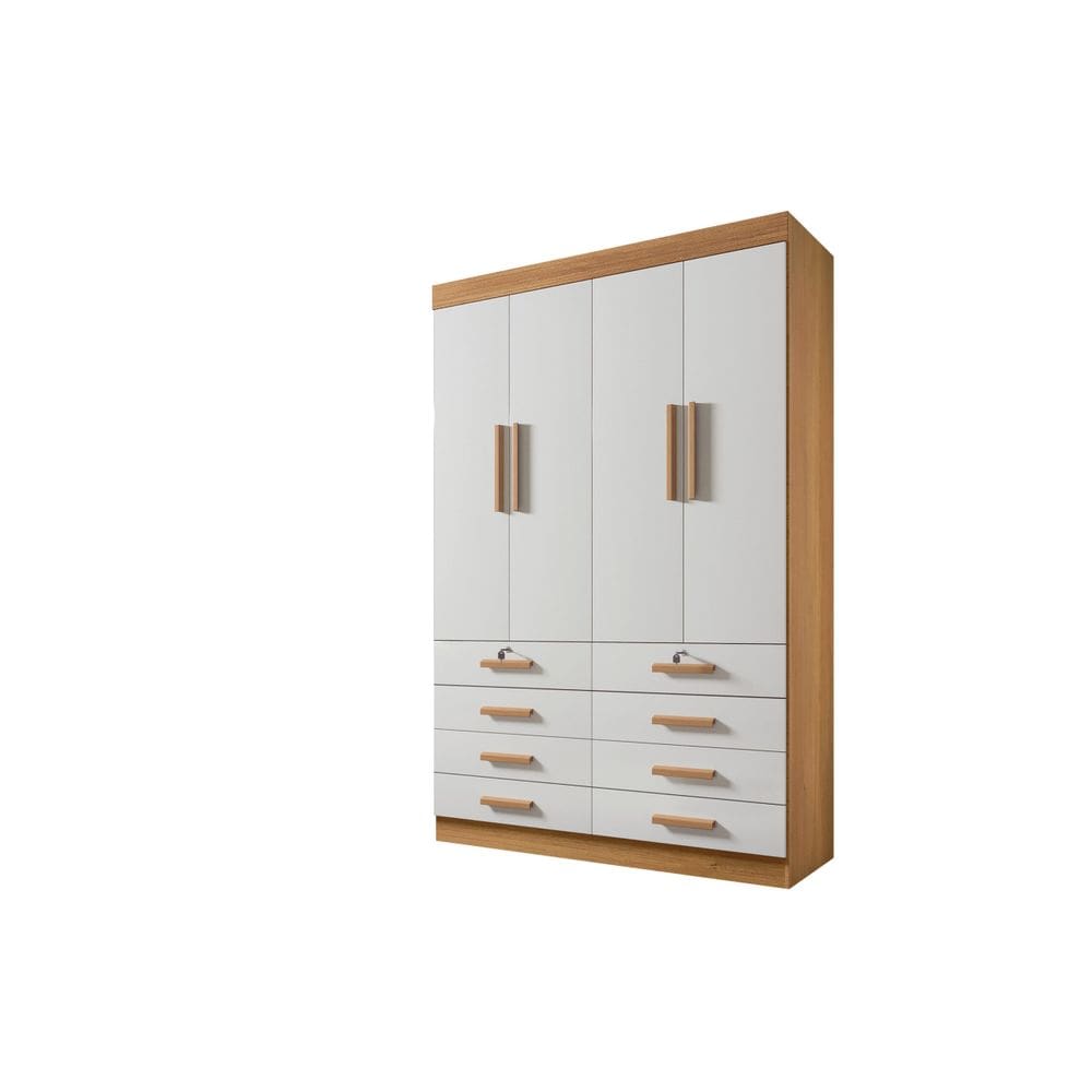 Guarda Roupa Roupeiro Monaco Plus 4 Portas Cinamomo Off White - D`Doro