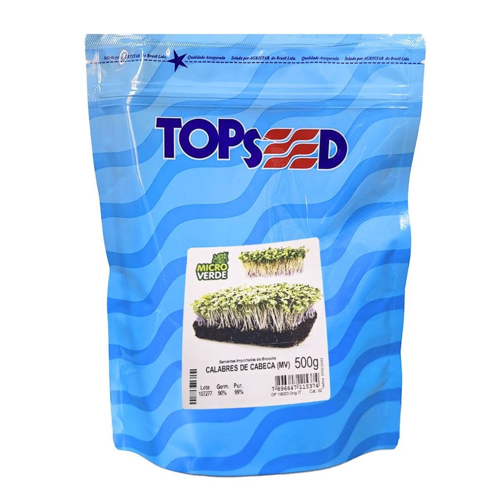 Sementes Microverde Brocolis Calabres Cabeça (500g) TOPSEED