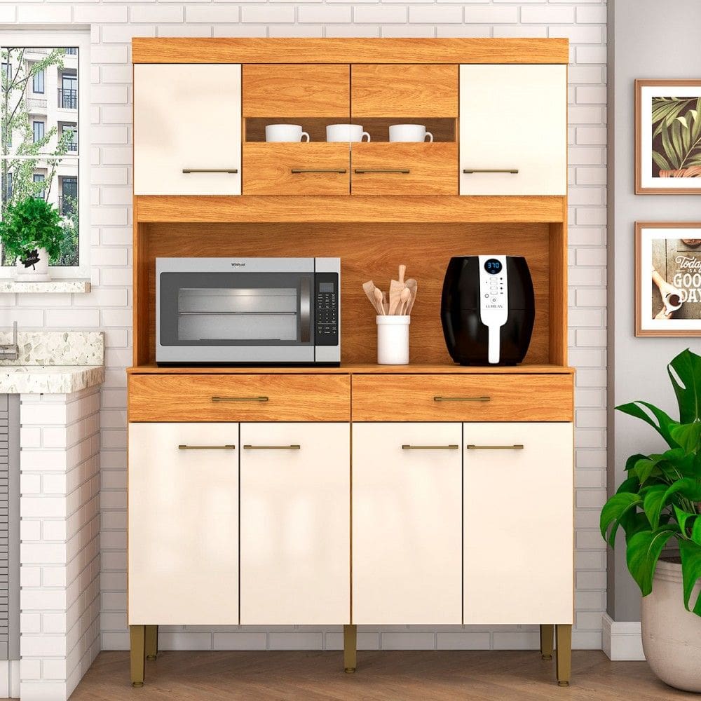 Armário de Cozinha Laura 8 Portas 2 Gavetas Cinamomo/Off | Extra