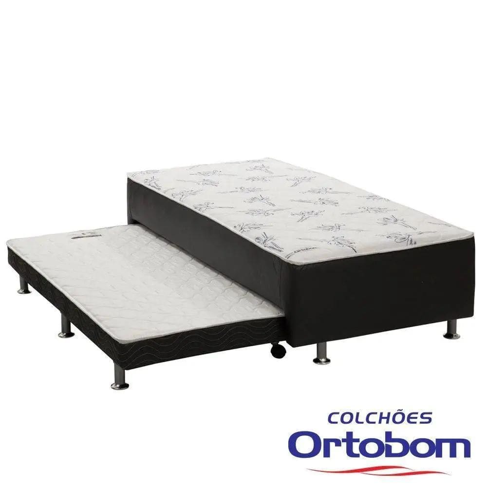 Cama Box Solteiro com Auxiliar Ortopédico D28 Preto - Ortobom