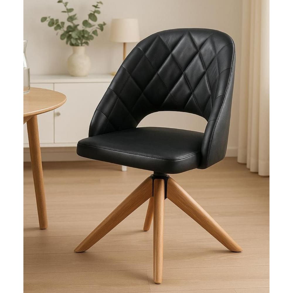 Poltrona Estofada com Base Giratória em Madeira Maciça – Prada Exclusiva