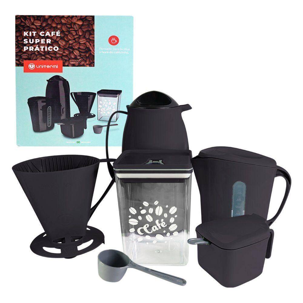 Kit Para Café Completo Super Prático Com 6 Peças Preto