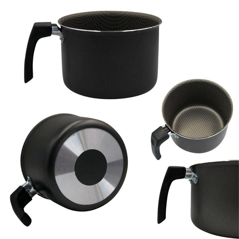 Leiteira Cinza Fervedor De água 1500ml Em Alumínio De Alta Qualidade Antiaderente Com Cabo Baquelite 14cm De Diâmetro