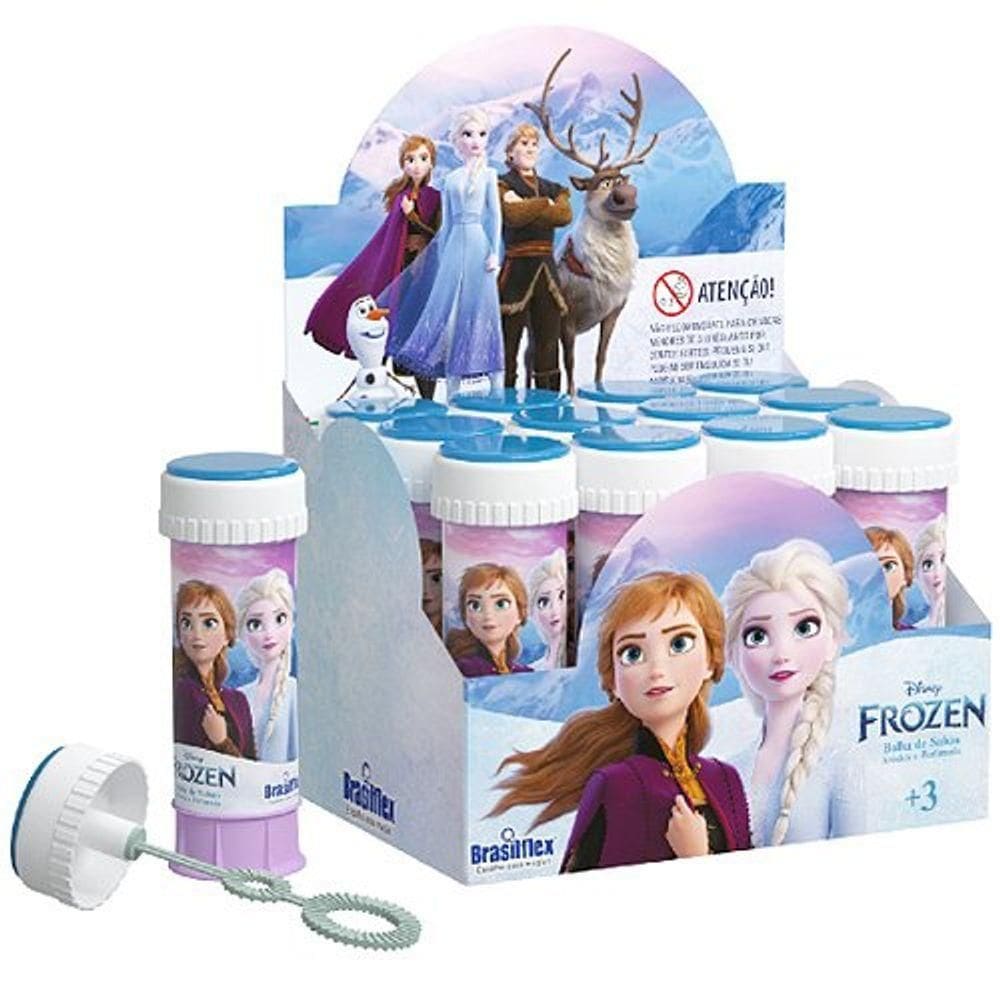 Lembrancinha Infantil - Bolhas De Sabão Com Jogo Disney Princesa Frozen - 1 Tubo Com 60ml