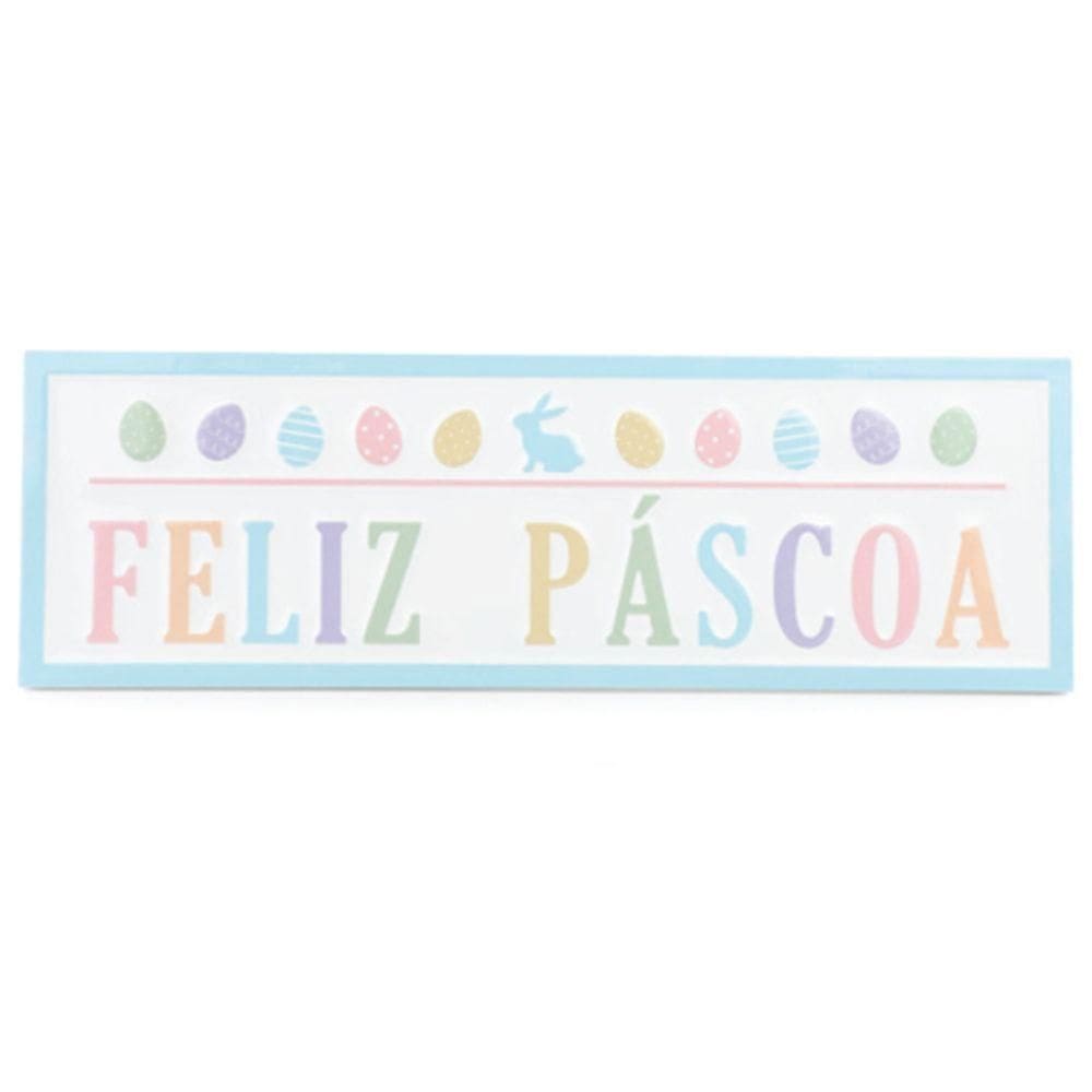 Quadro Decorativo Feliz Páscoa Ovos 17,8x55,9cm - 1 Un