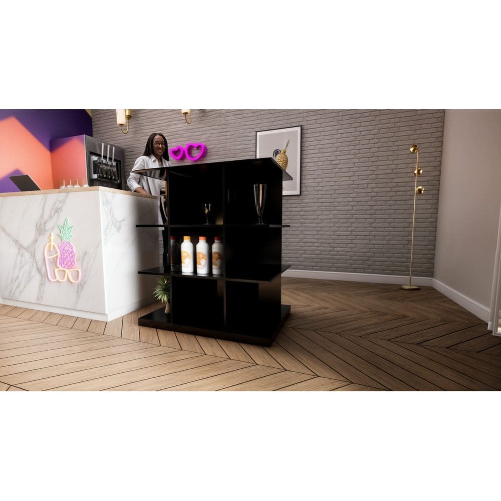 Balcão Central Com Nichos Para Loja Comércio Modular Preto Cód.206