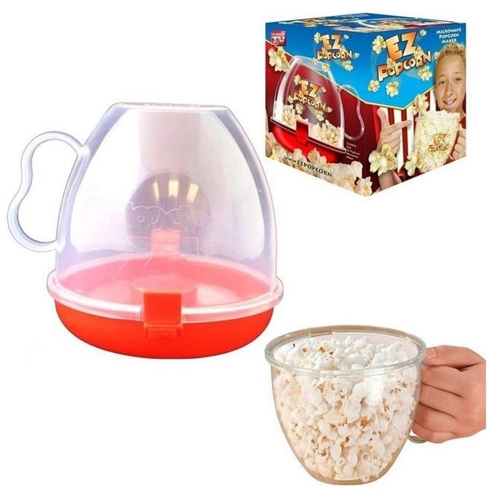 Pipoqueira Para Microondas Sem Oleo Balde De Pipoca Facil 2 Em 1 Com Tigela Ez Popcorn Pratico Com Alça