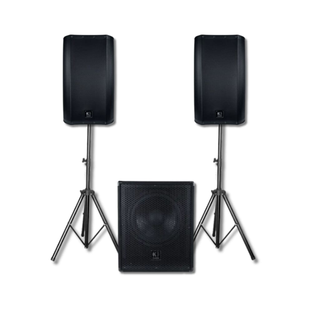 Caixas de Som Amplificada K-Audio - Subwoofer 15\" SW415A + 2 Caixas Ativas 12\" TP12A – 1200WRMS total