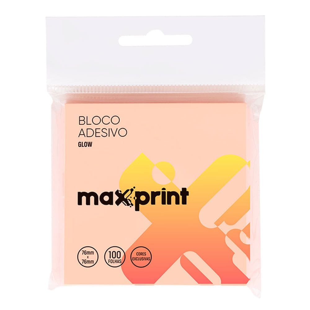 Bloco Adesivo Glow 76x76MM 100 Folhas Maxprint