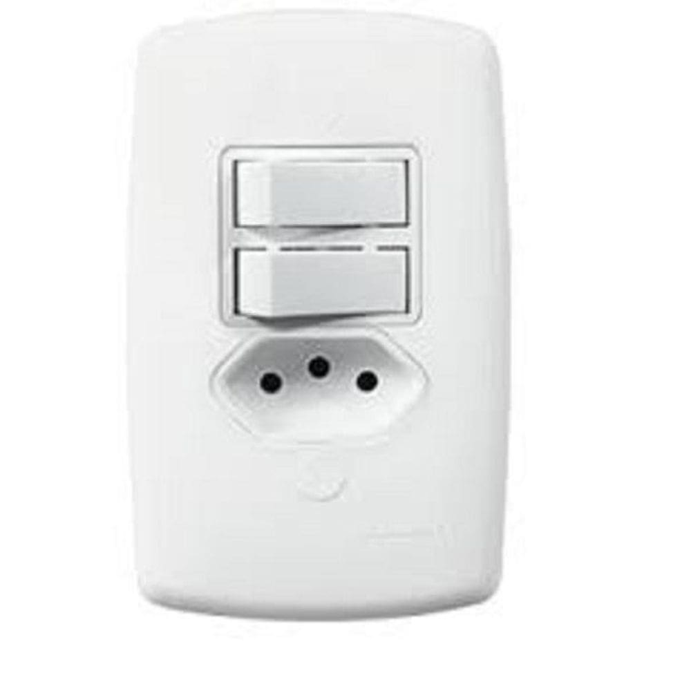 Interruptor Duplo Com Tomada 4x2 monaco branco
