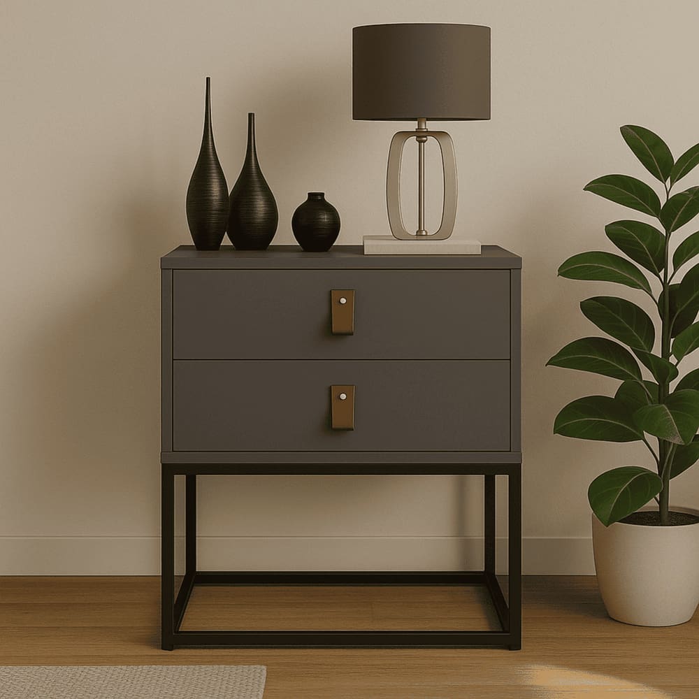 Mesa De Cabeceira Unic 45 Retrô Base Metálica Para Quarto