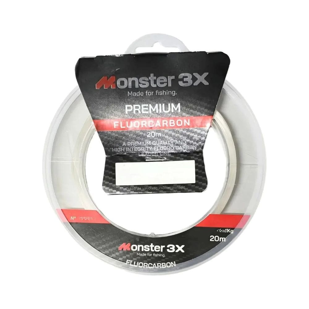 Linha Monster 3X Fluorcarbon M3X Transparente 20m 0.501mm Resistência 29,3lb