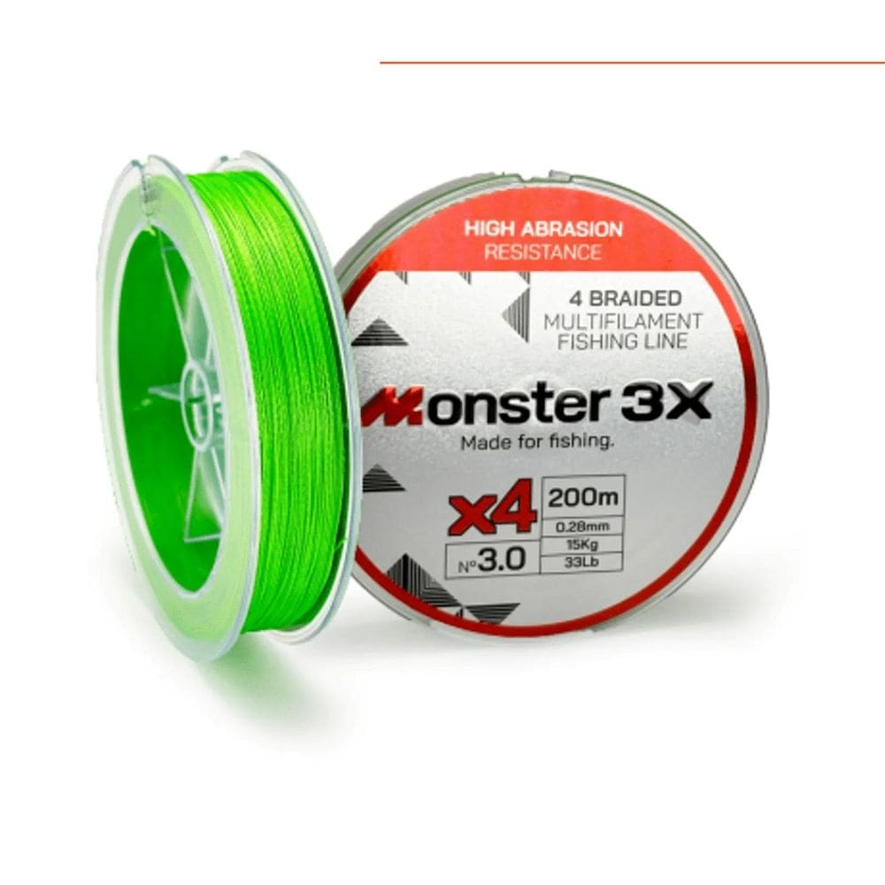 Linha Monster 3X Multifilamento X4 M3X 4 Fios 200 Metros Verde