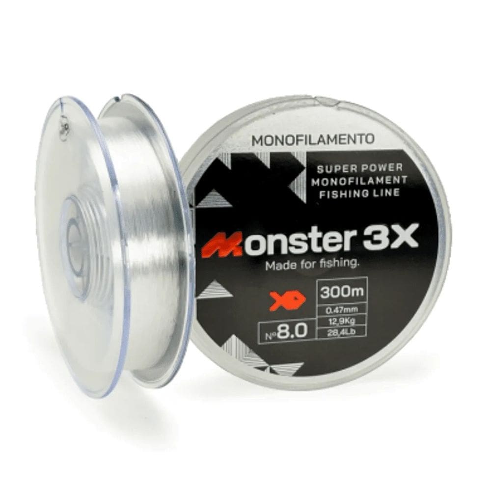Linha Monster 3X Monofilamento M3X 300m Transparente Resistente a Abrasão
