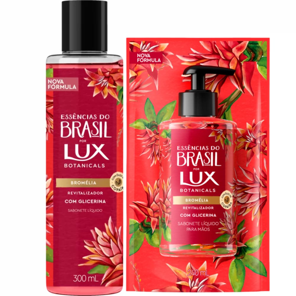 Kit Sabonete Líquido Lux Bromélia Revitalizador Botanicals + Refil