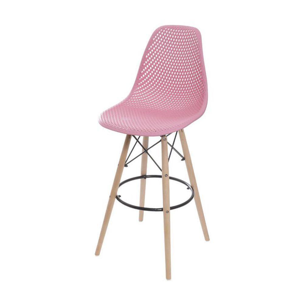 Banqueta Boxbit Colmeia Rosa Base Madeira