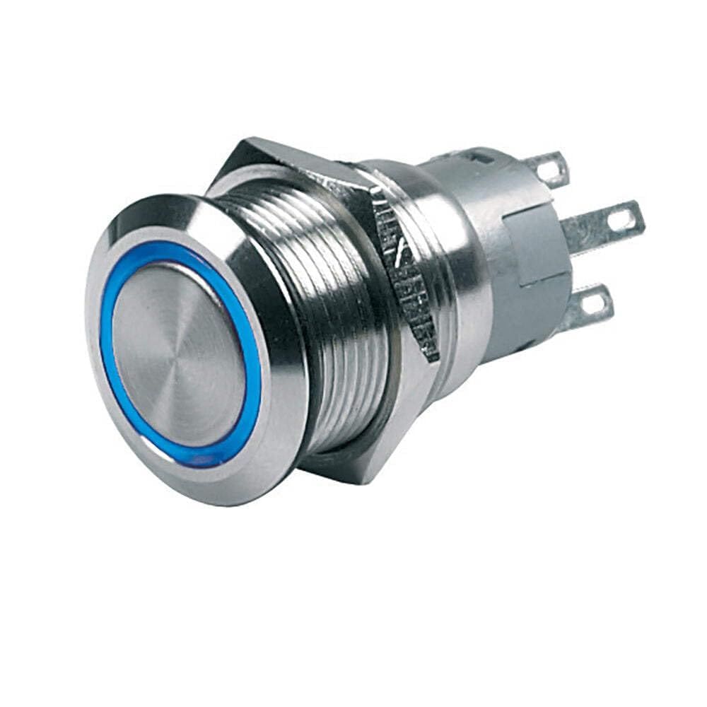 Interruptor de botão de pressão BEP 12V liga/desliga momentaneamente com LED azul