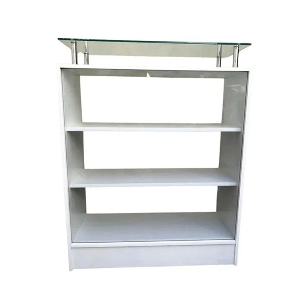 Balcão Expositor vitrin Com Prolongador Expositor Mdf Branco - Suprema Móveis