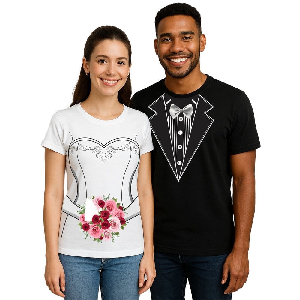 Camisetas Casal Noivos Kit Masculina e Feminina Chá Bar