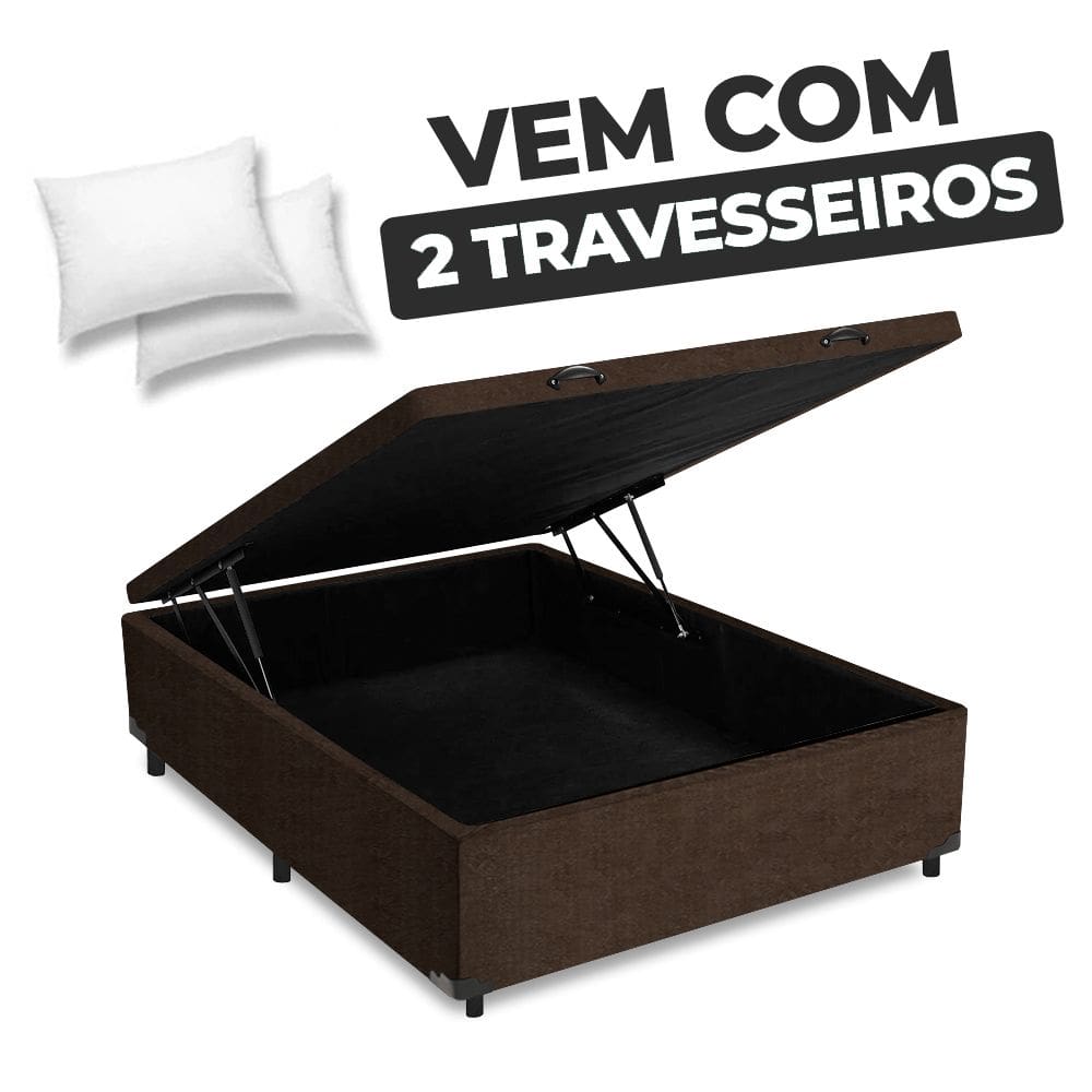 Cama Box Baú Casal 138x188x41cm + 2 Travesseiros FL