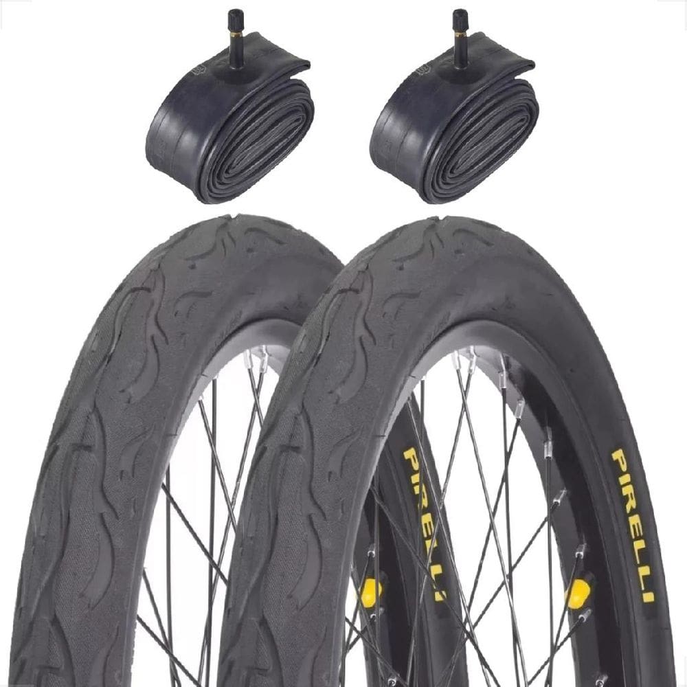 Par Pneu Bicicleta Pirelli Balão Tornado Tipo Flame Aro 24 x2.125 + Camara de ar aro 24 Shiver