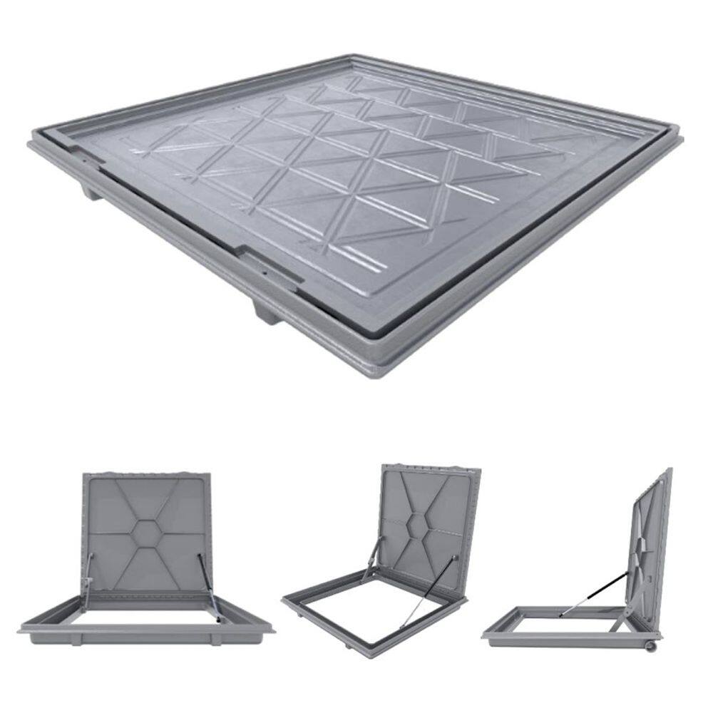Tampa Casa Maquina 70x70cm Com Rebaixo de Alumínio Cinza
