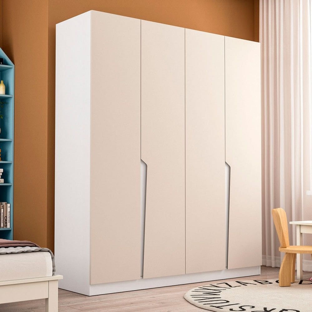 Guarda-Roupa Infantil Colorino 4 Portas 4 Gavetas Branco/Creme - Politorno