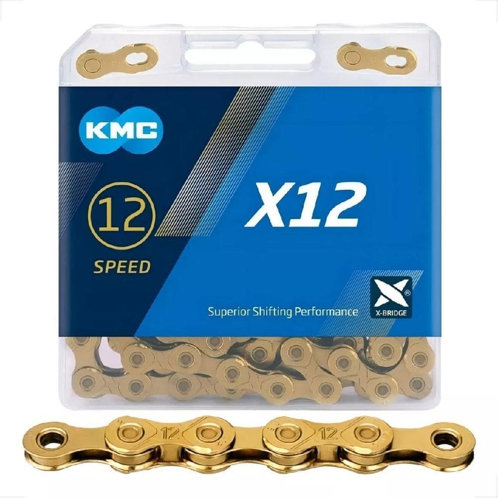 Corrente Bicicleta Kmc X12 Dourada 126 Elos 12v 1 x 12v Mtb Speed Compativel Shimano Sram