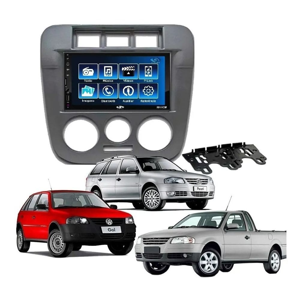 Kit Multimídia Gol Parati Saveiro G4 Mold Grafite Mp5 Bt Usb Fm Leitor SD Espelhamento