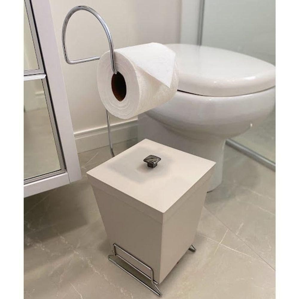 Kit 2 Lixeiras Com Suporte De Papel Higiênico - Stolf Areia