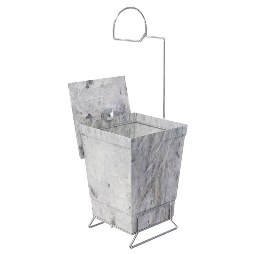 Lixeira Com Suporte De Papel Higiênico - Stolf Mármore Branco