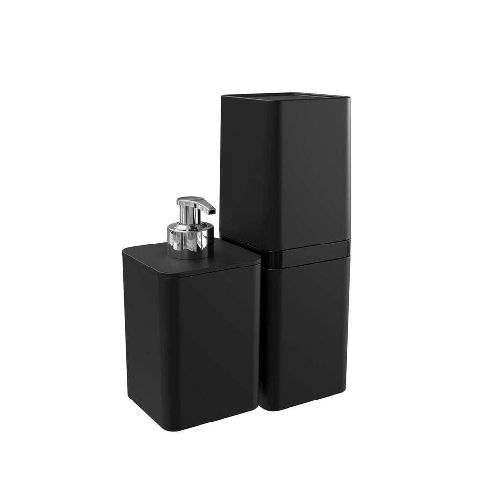 Kit Banheiro 2 Peças Dispenser De Sabonete E Porta Escova - Stolf Preto