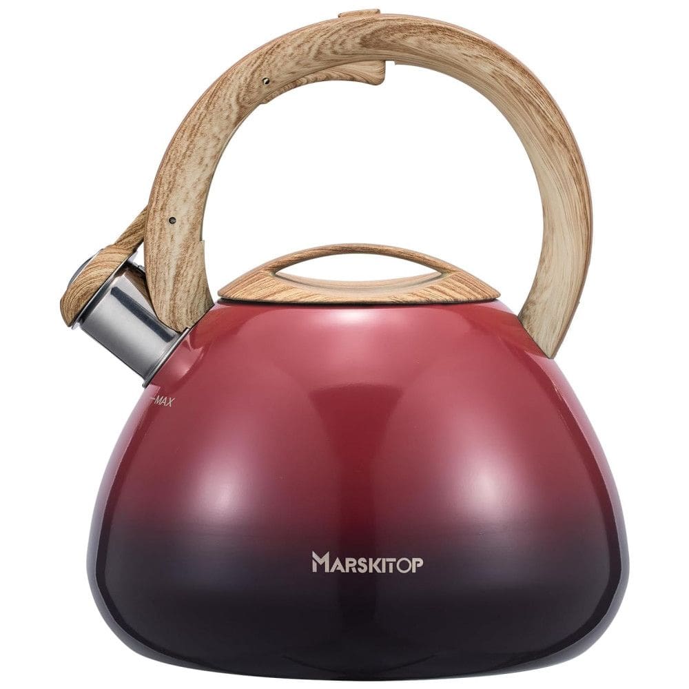 Chaleira de Chá 2.5L em Aço Inoxidável com Apito, MARSKITOP, Vermelho