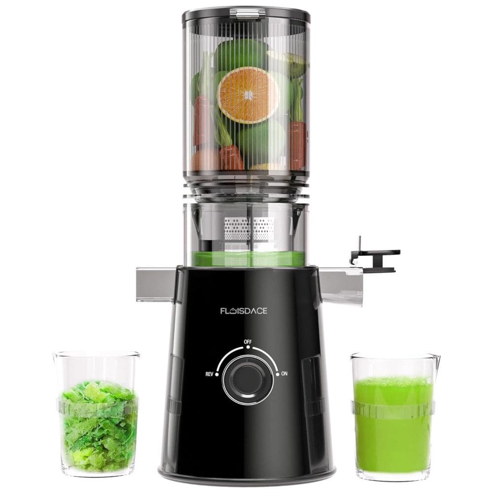 Extrator de Sucos a Frio Floisdace, Máquina de Sucos com Mastigação Lenta e Bocal, Aço Inox, Fácil Limpeza, Suco Puro