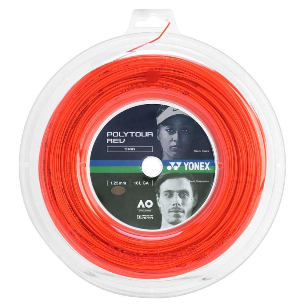 Corda Yonex Poly Tour REV 16L 1.25mm Laranja - Rolo com 200 Metros