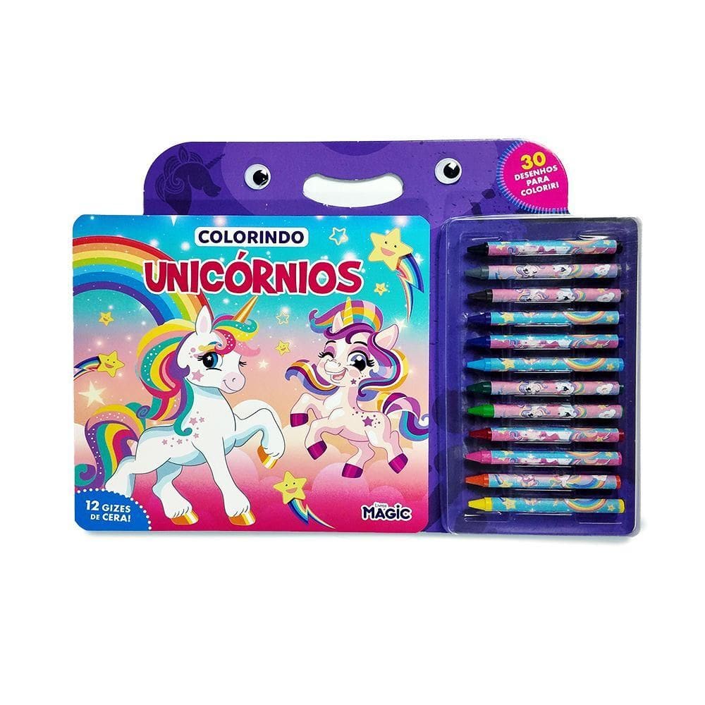 Colorindo Unicórnios Livro com Giz de Cera - Ciranda Cultural