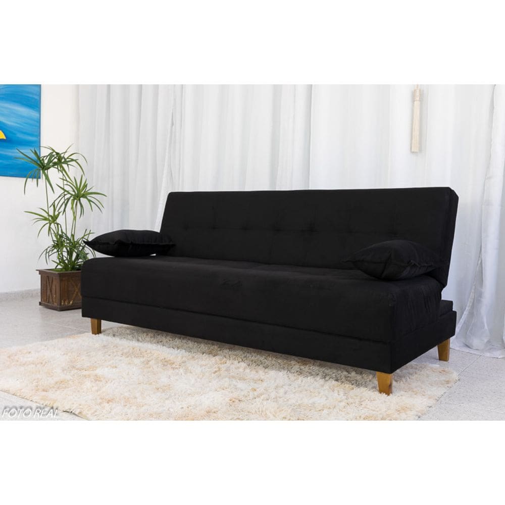 Sofá Cama Arpoador 185cm Veludo Preto - Innove Estofados