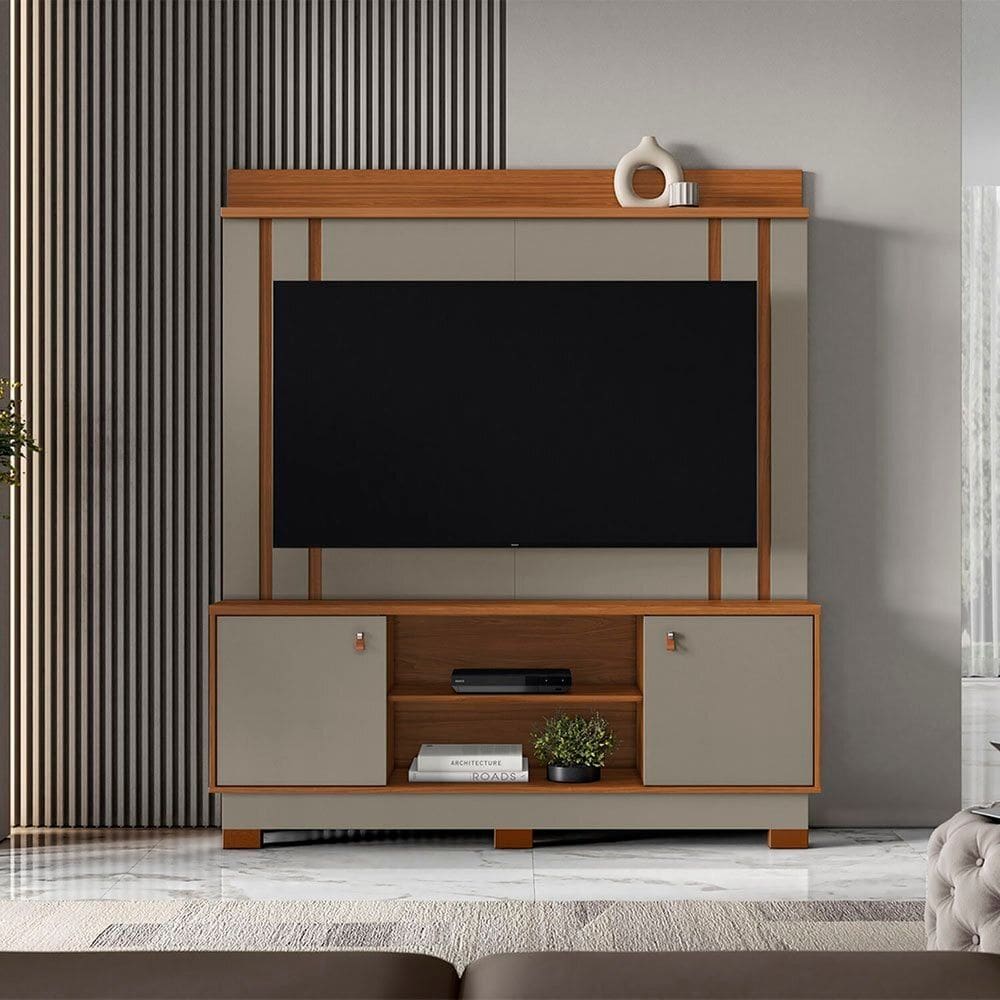 Estante para Tv até 65 Polegadas Home 160cm Fremont Cinamomo Mel/Grigio Fosco