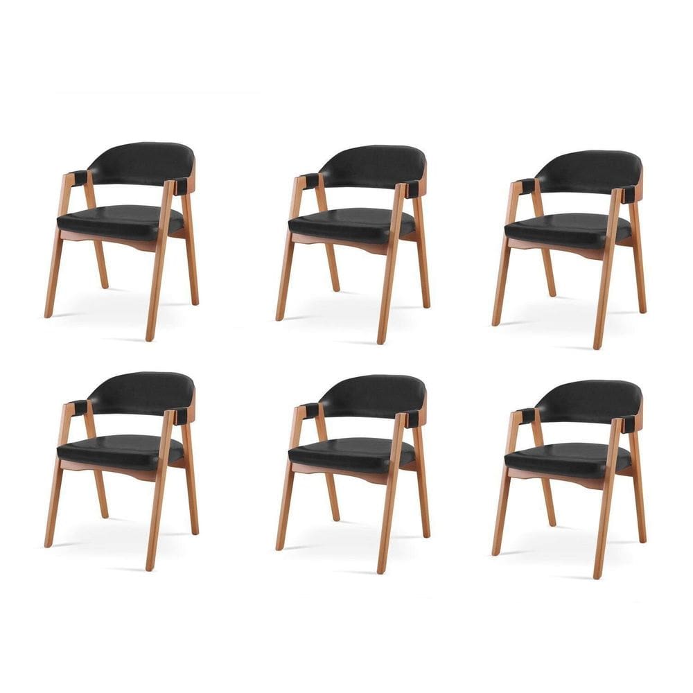 Conjunto de Cadeiras para Sala de Jantar 6 Unidades Gaia Preto