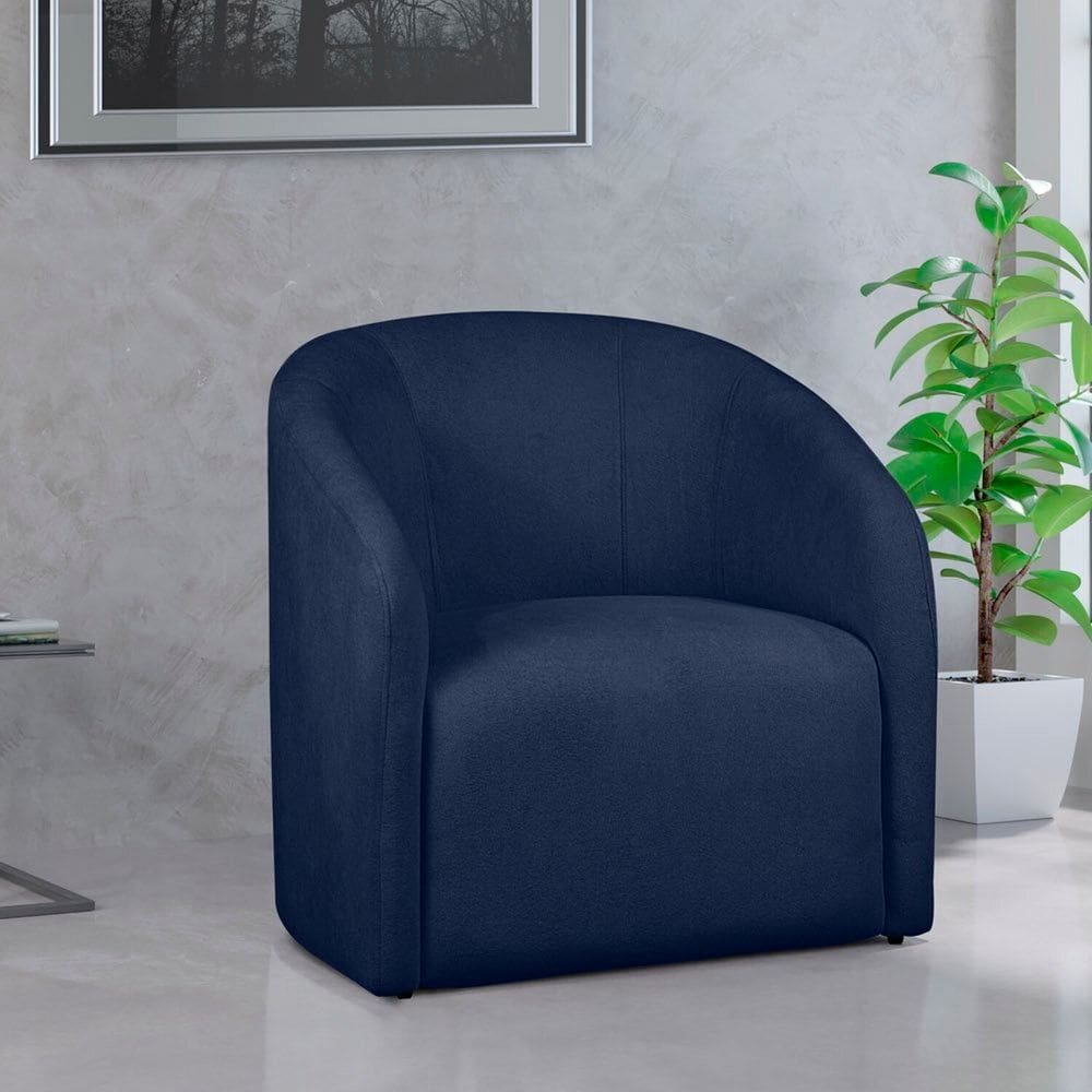 Poltrona para Sala de Estar Boucle Lara Azul Marinho