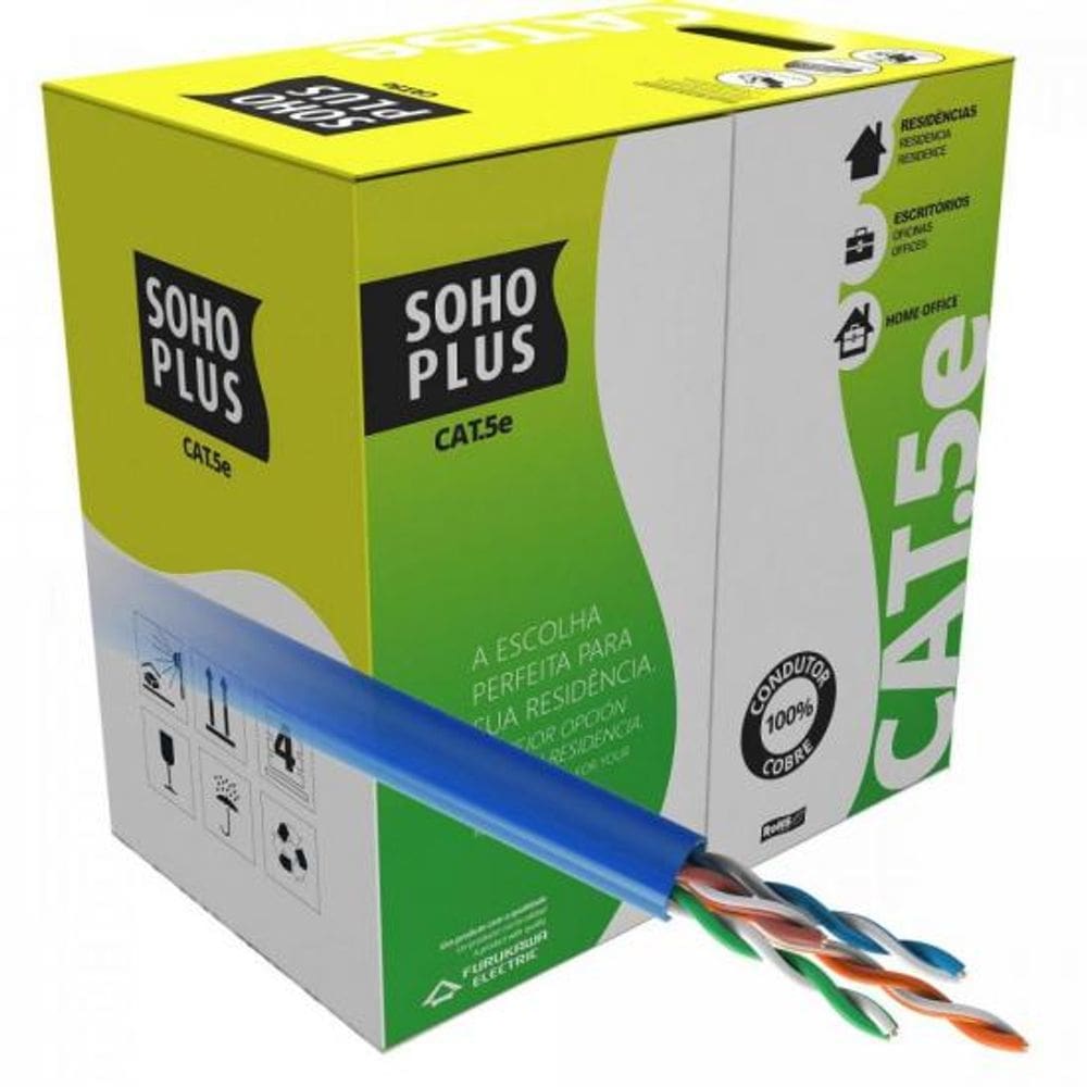 Cabo de Rede CAT5E 305m Azul Furukawa Sohoplus