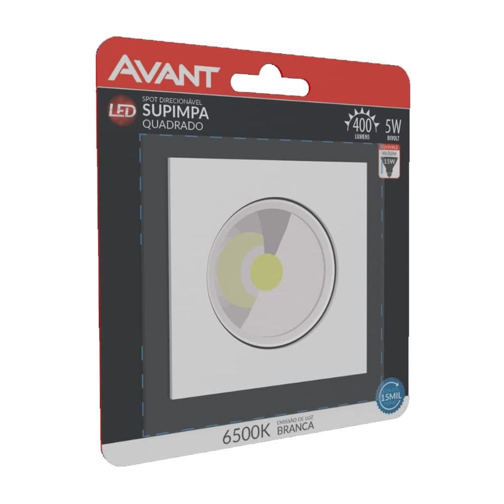 Led Spot Supimpa Quadrada 5W Avant Bivolt Branca