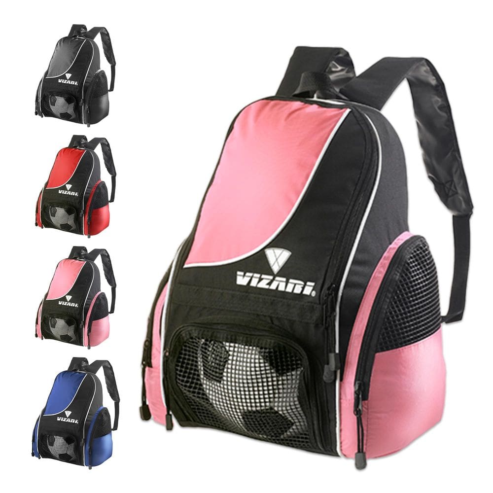 Mochila de futebol Vizari Solano com compartimento para bolas rosa